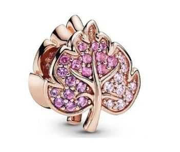 charms Lśniący Liść Rose Gold różowe złoto s925 do pandora