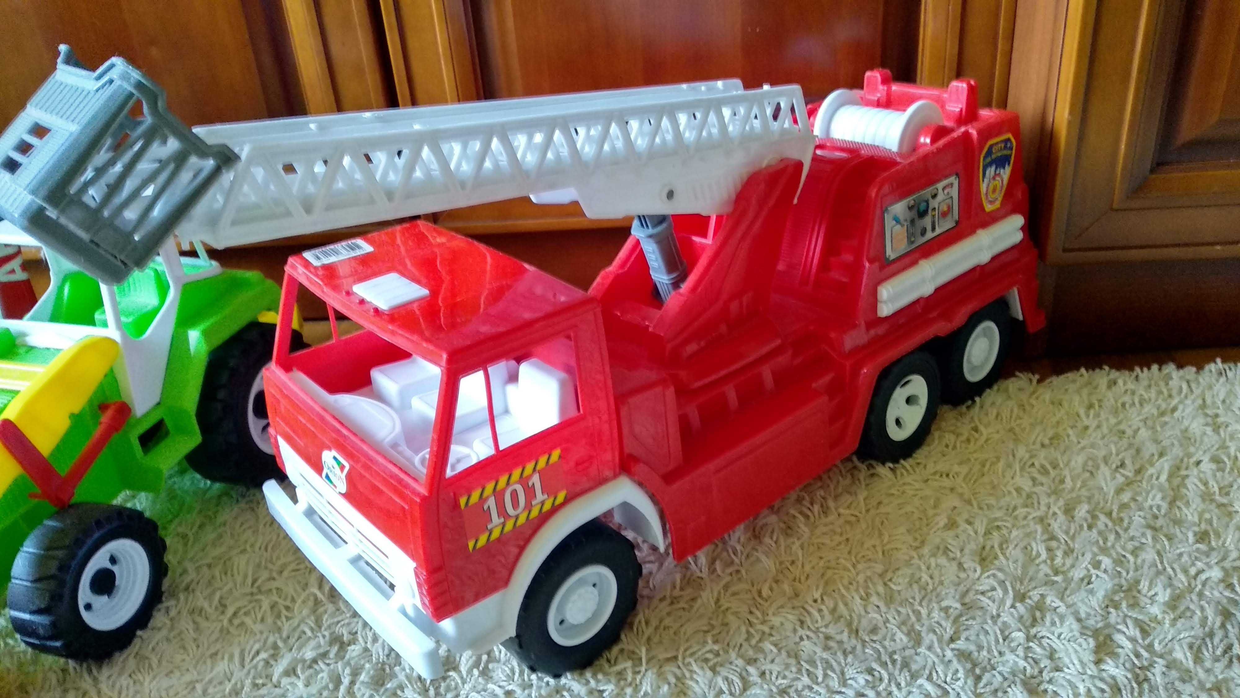 продам сет пожежні машинки та екскаватор - 3 шт. іграшка транспорт
