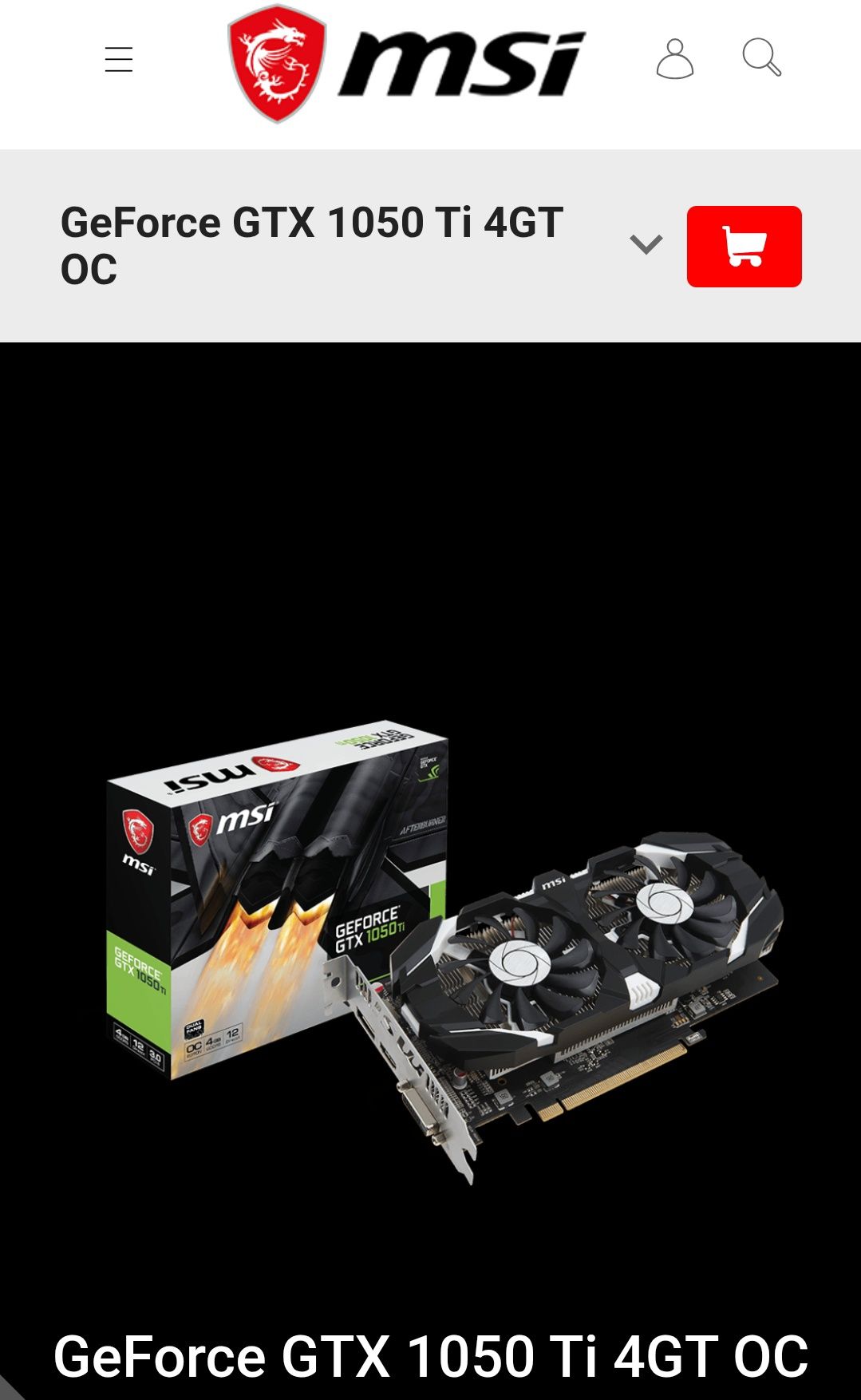 Placa gráfica GeForce GTX 1050 Ti 4GT OC