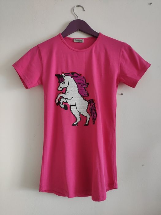 Bluzka podkoszulka różowa z jednorożcem z cekinami 15 16 lat