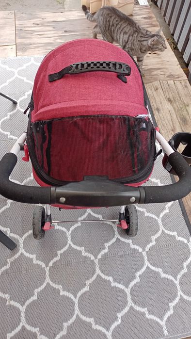 Wózek dla zwierząt podwójny transporter na kolkach dla kota psa