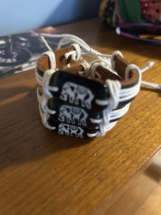 Bransoletki, skóra ekologiczna, słonik słoń