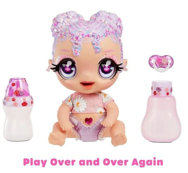 Лялька На на на Лялька Гліттер Бейбіз пупс з  блискітками змінює колір