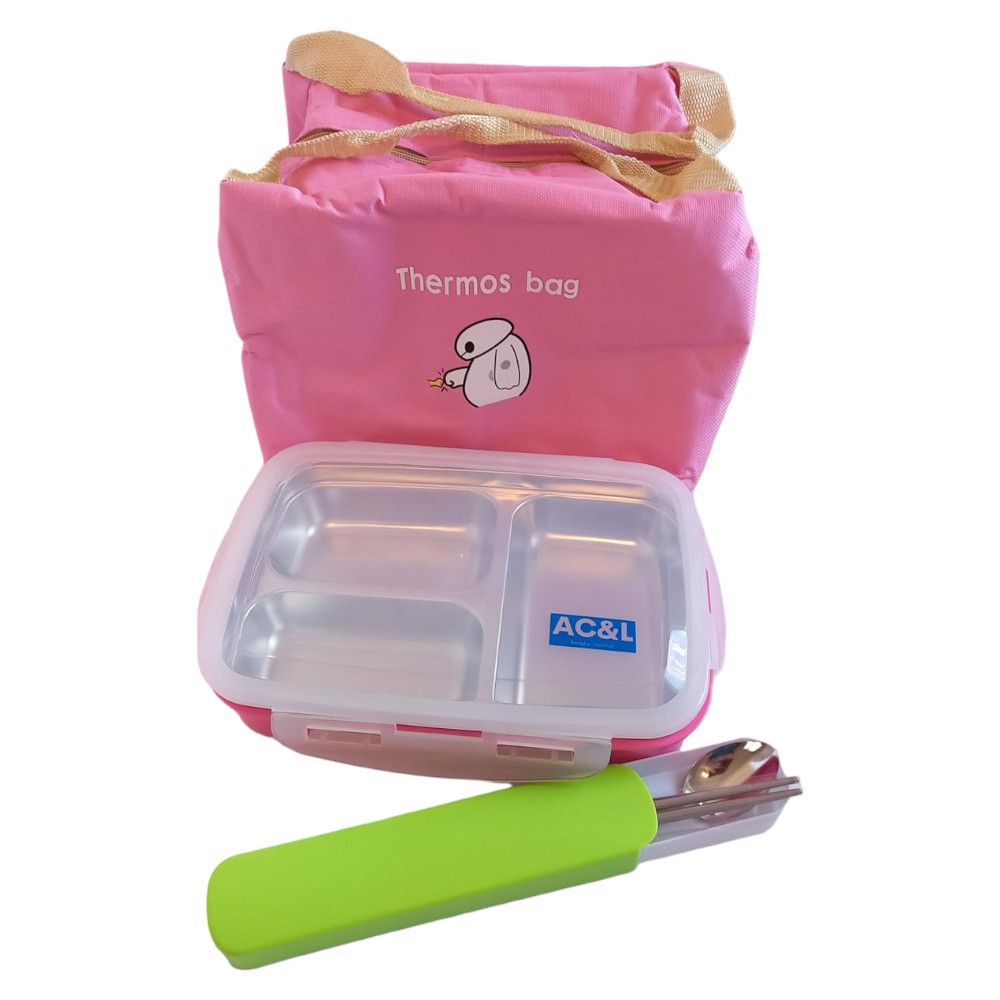 lunchbox pudełko śniadaniowe 1000ml różowy zestaw