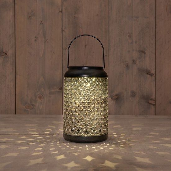 Latarnia solarna do użytku na zewnątrz -12,5 x 20 cm - plastik czarny