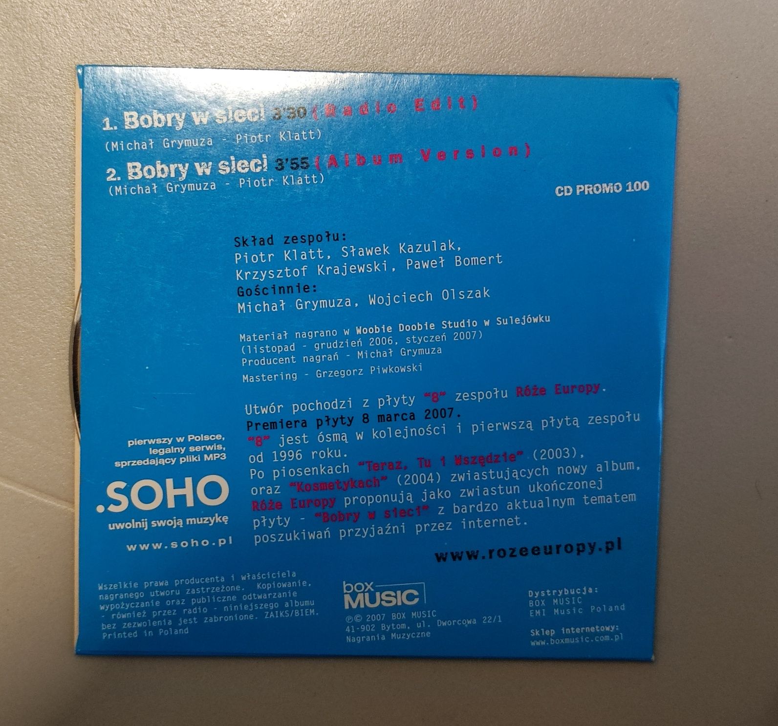 Róże Europy – Bobry W Sieci płyta CD singiel 2007