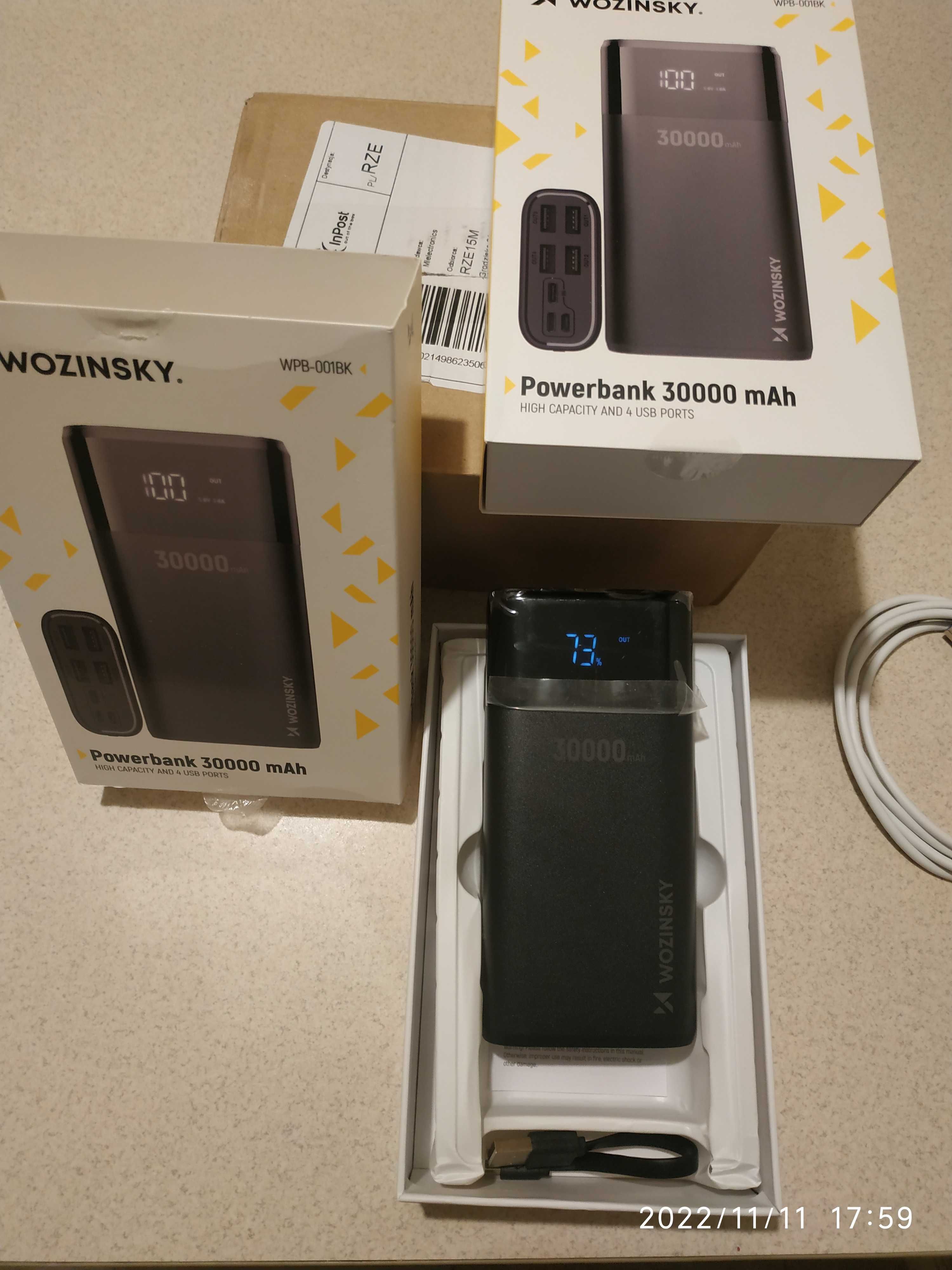 Потужний Powerbank павербанк Wozinsky оригінал 7XUSB портів 30000 mAh