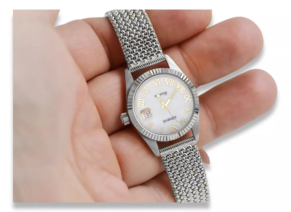 Zegarek damski z białego złota 14k perłowa tarcza lw020wdpr&lbw003w P