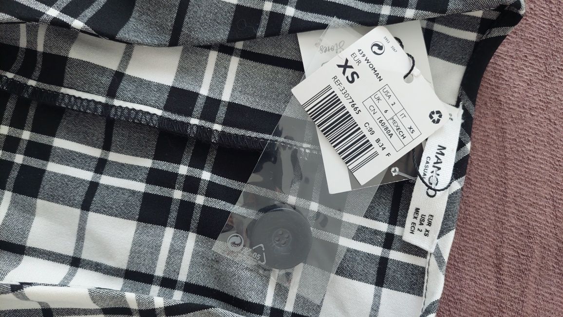 Skienka w kratę z guzikami mango xs