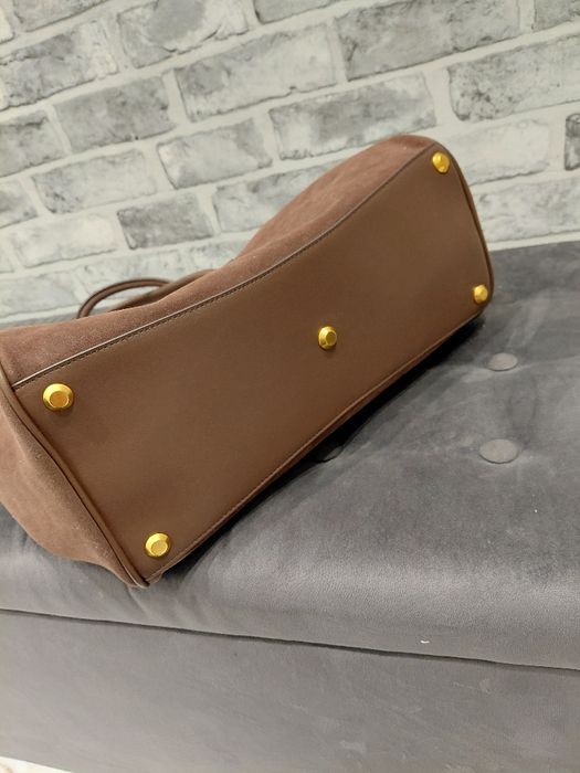 Torebka torba czekoladowa ala Balenciaga duża pojemną zamszowa jesień