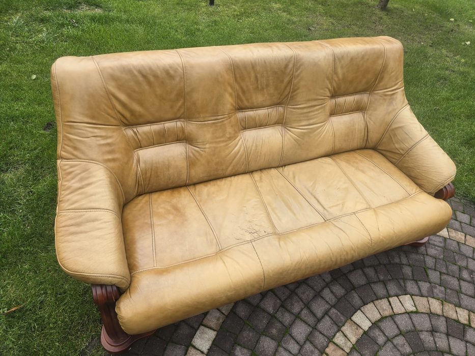 Zestaw wypoczynkowy 3 + 1 + 1, skóra,sofa,  2 x fotel