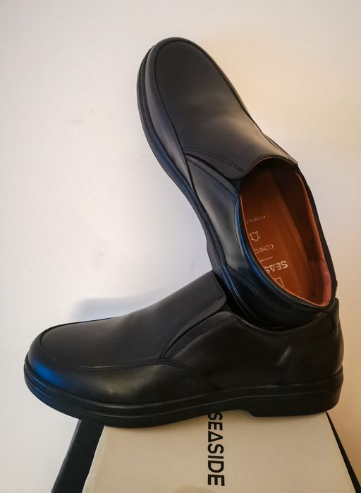 Sapatos em pele preta Seaside Comfort novos n°45