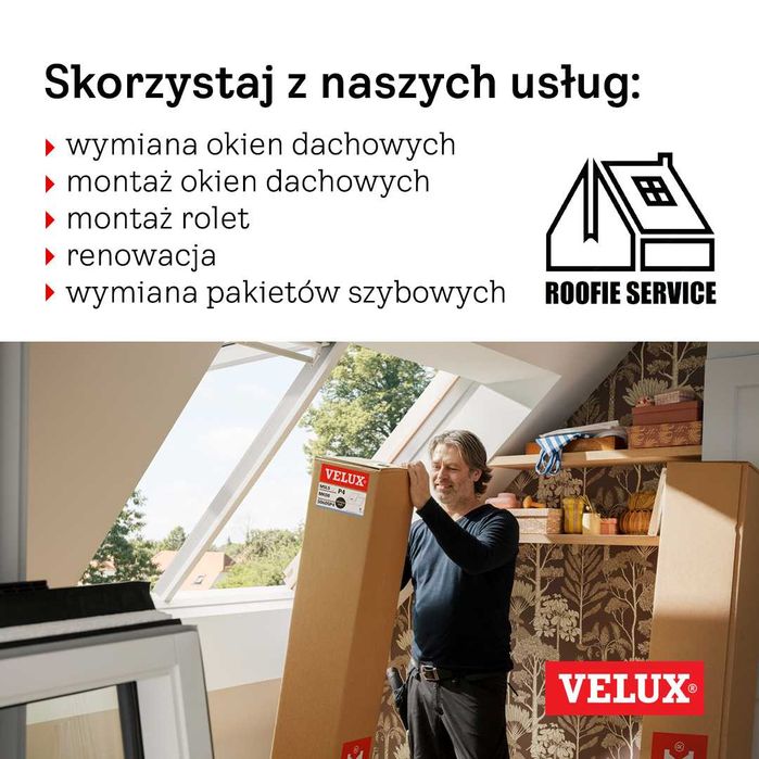 Wymiana okien dachowych Serwis/montaż/naprawa Velux Fakro Warszawa