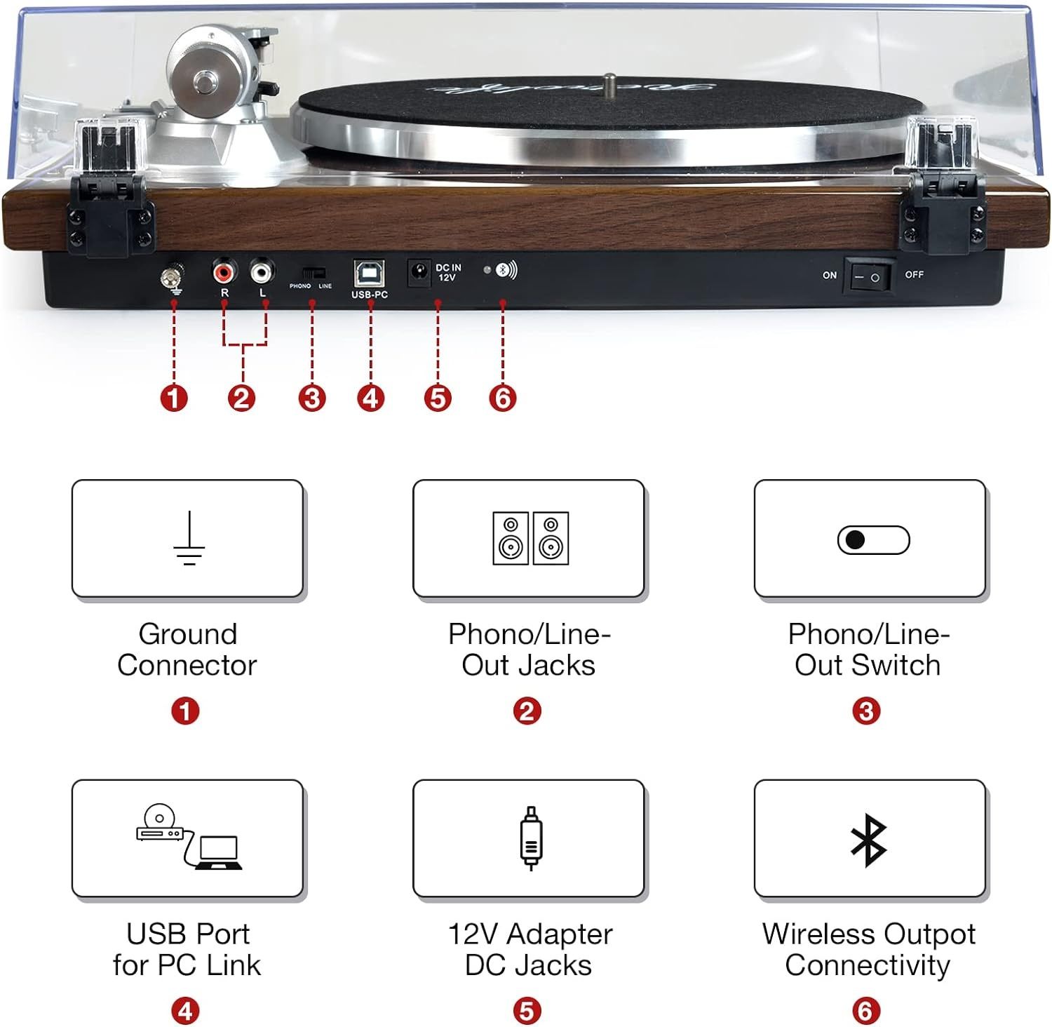 Gramofon  HP-H0056 brąz USB Bluetooth