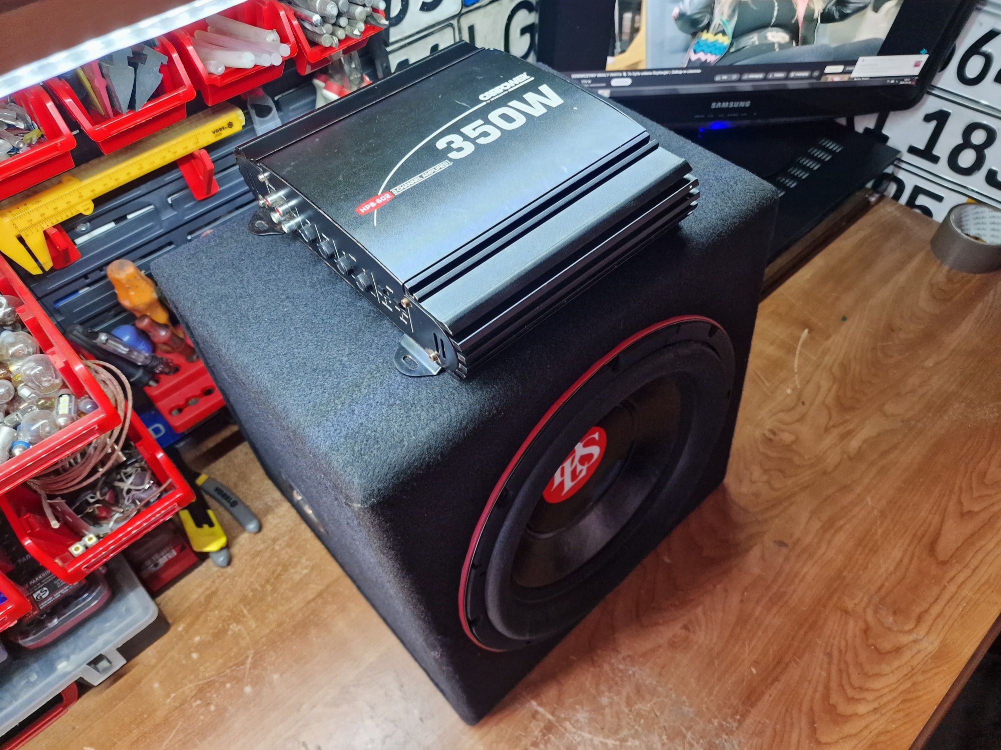 Skrzynia basowa subwoofer tuba Głośnik 30 cm DLS + Wzmacniacz Carpower