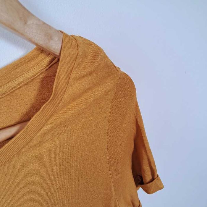 Miodowa długa maxi sukienka z wiskozy 36 S F&F idealna na wiosnę