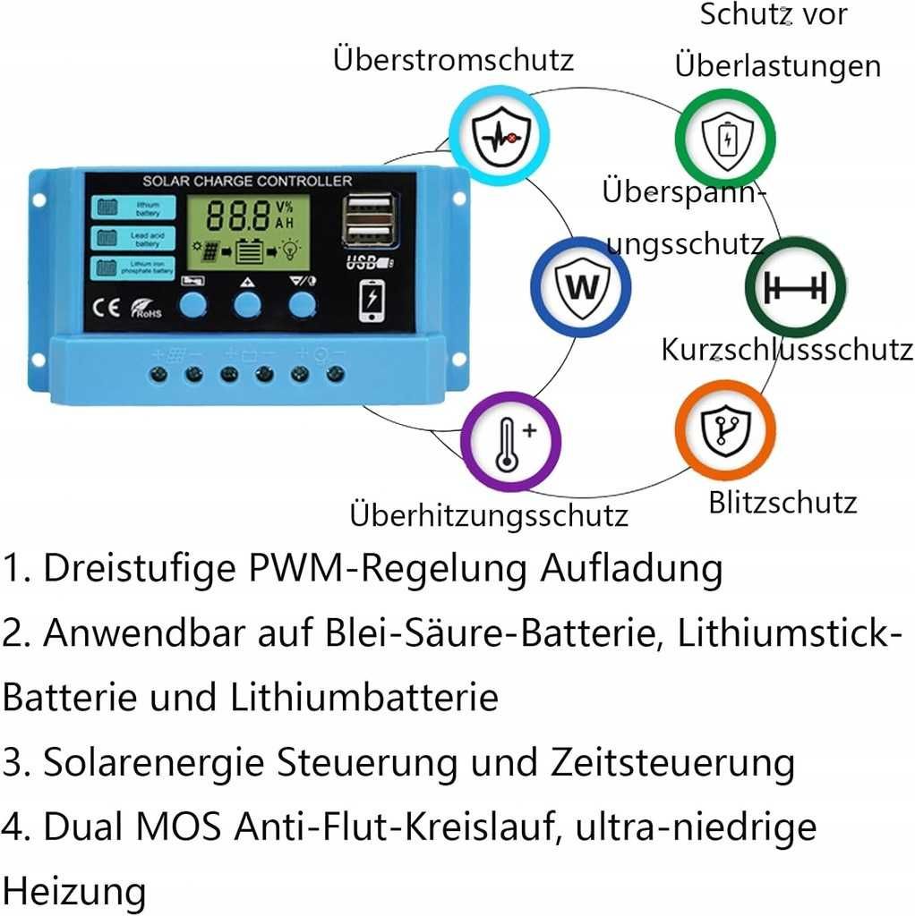 Solarny regulator ładowania, 30 A PWM regulator ładowania solarnego