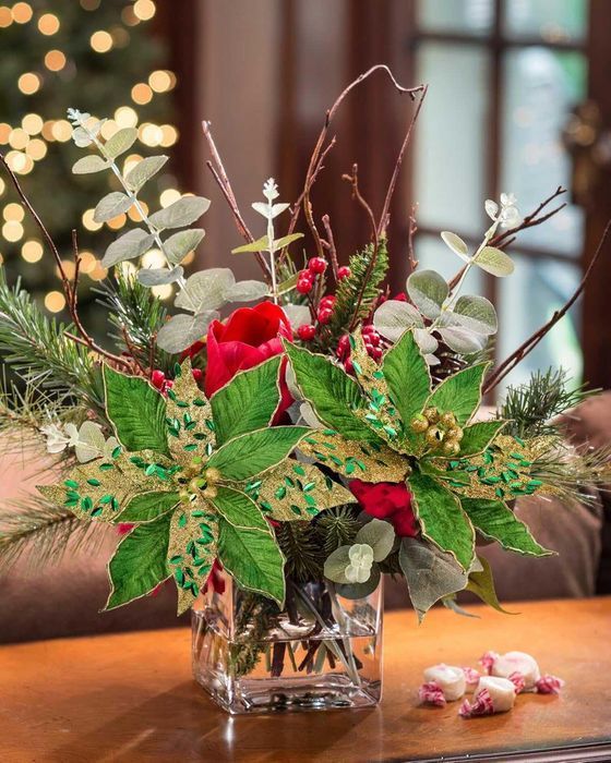 Oirse Zestaw Ozdobnych Kwiatów Zielone 4 sztuki 30 x 54 cm