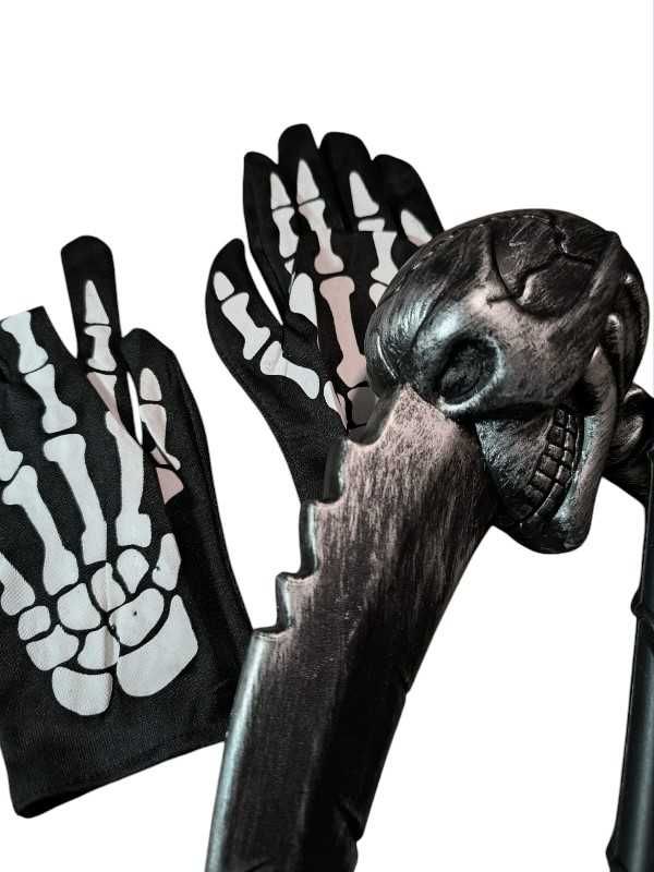 Kosa rękawiczki tatuaż zestaw na halloween bal przebierańców karnawał