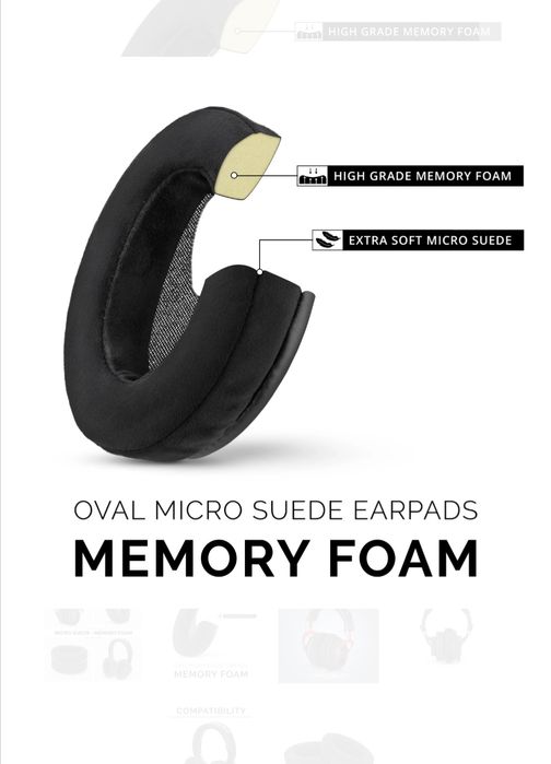 BRAINWAVZ Micro Suede + Memory Foam Earpads - Oval