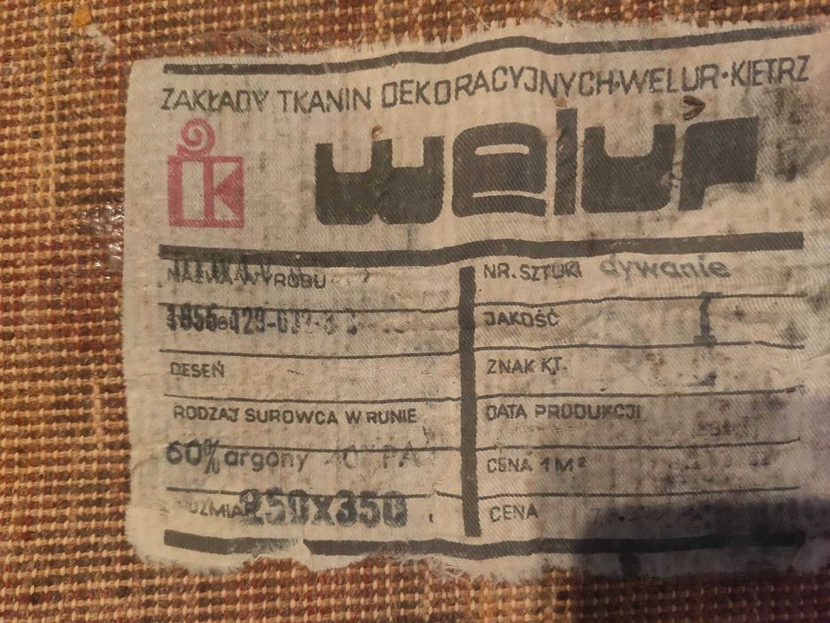 Dywan z okresu PRL - Welur Kietrz