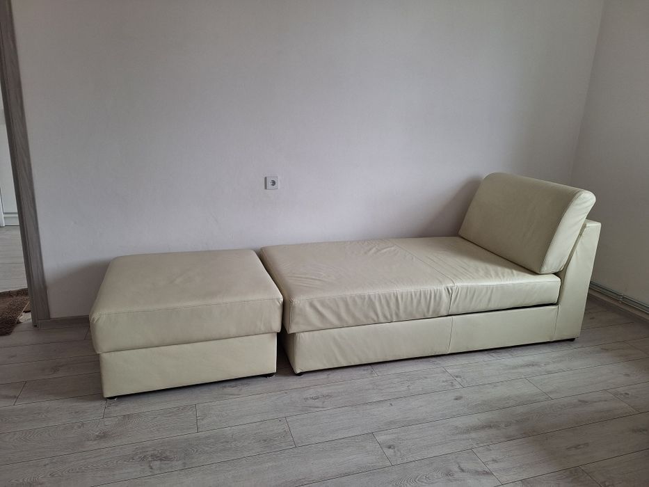 Narożnik skórzana kanapa łóżko z pojemnikiem skóra