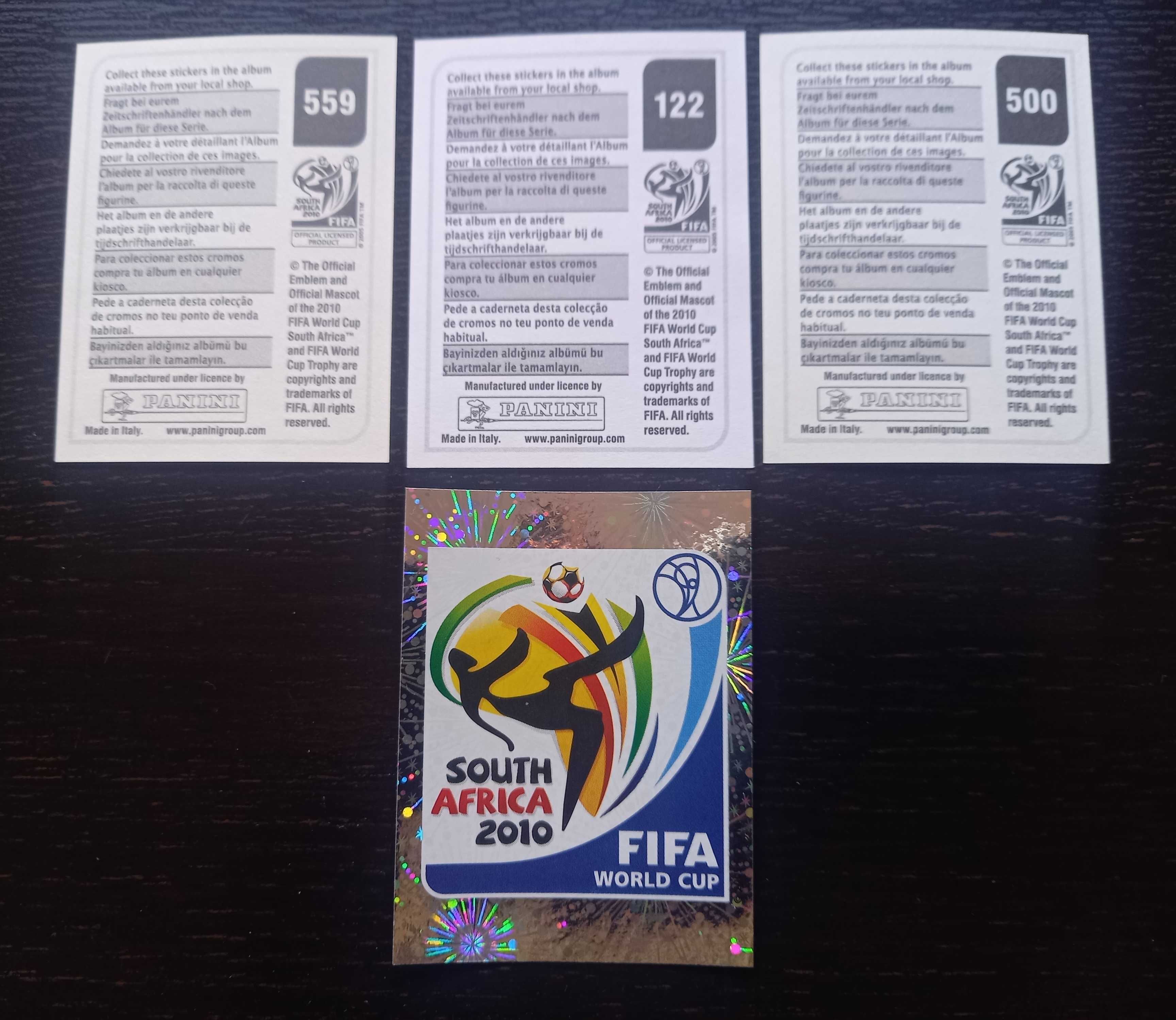 4 Cromos de futebol FIFA World Cup South África 2010 da Panini