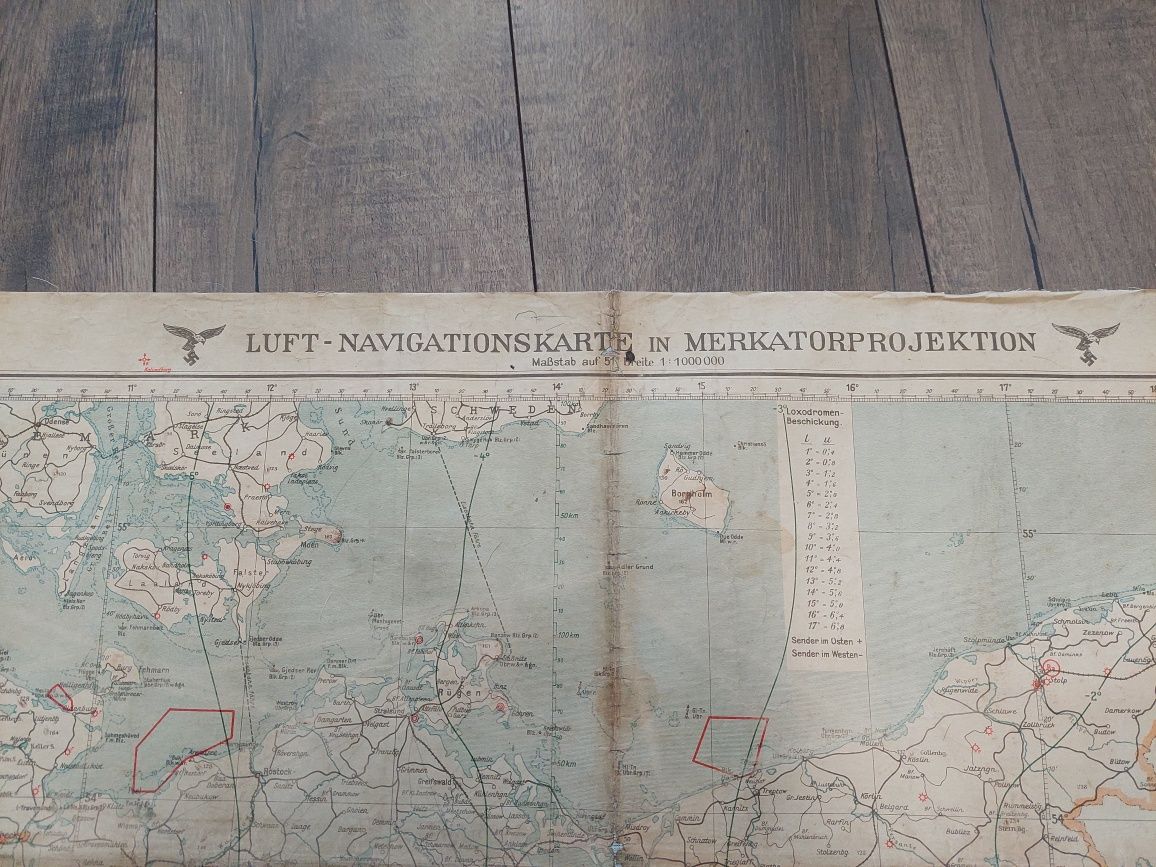 Stara mapa lotnicza nawigacyjna luftwaffe 1936 r