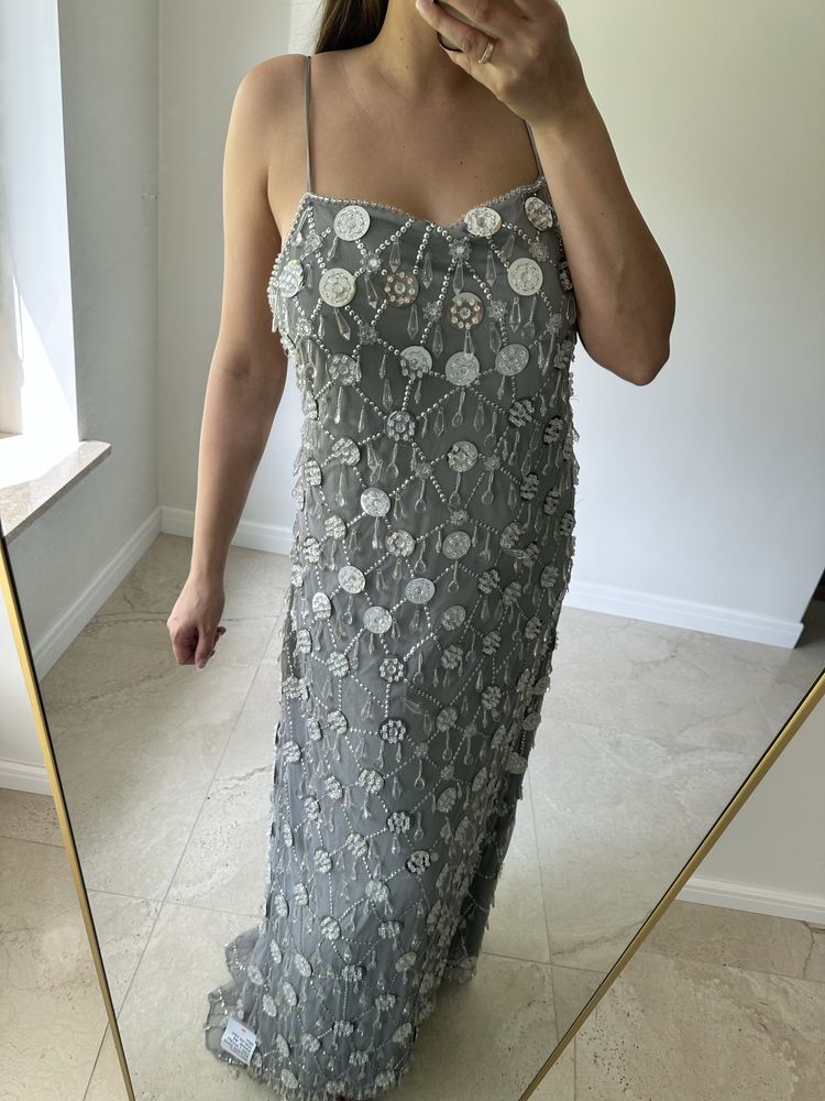 Sukienka cekinowa frędzle ASOS rozmiar 46 wesele ślub wow