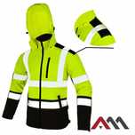 Kurtka softshell, fluorescencyjna, pasy odblaskowe XL L M