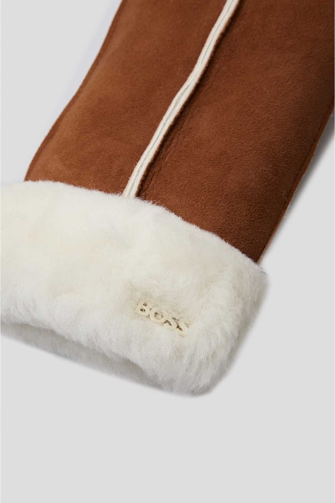 Rękawiczki damskie z naturalnym futerkiem HUGO BOSS Rozmiar 7