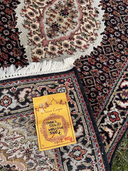 Kaszmirowy r.tkany chodnik dywan perski Tabriz 370x80 galeria 16 tyś