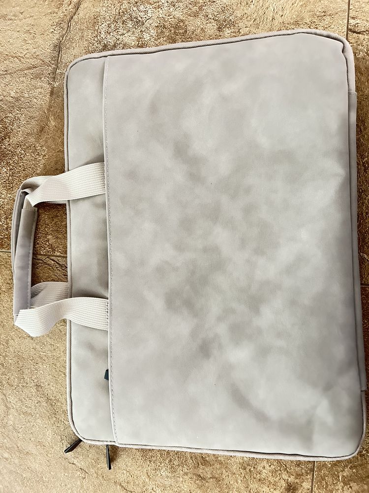 Torba na laptopa z szarej zamszowej skóry ekologicznej nowa