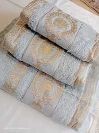 Ręczniki nowe 3szt komplet szare Versace
