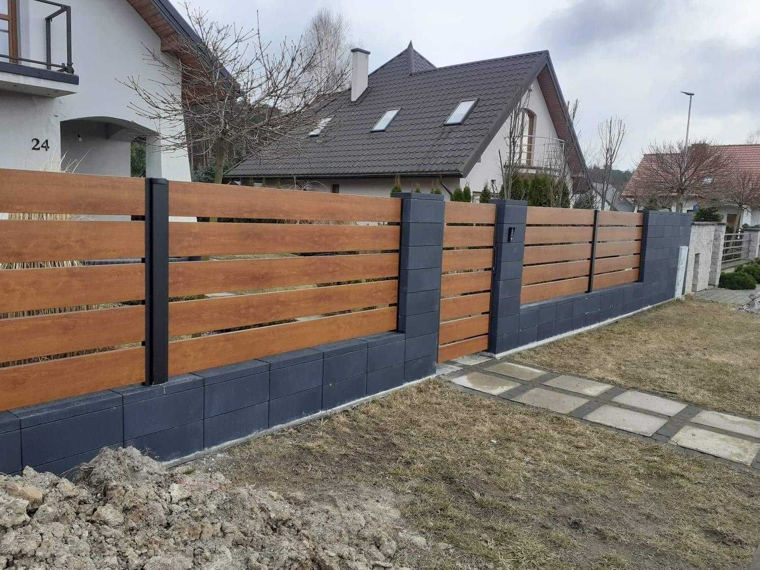 Słupki, panele ogrodzeniowe, płyta betonowa