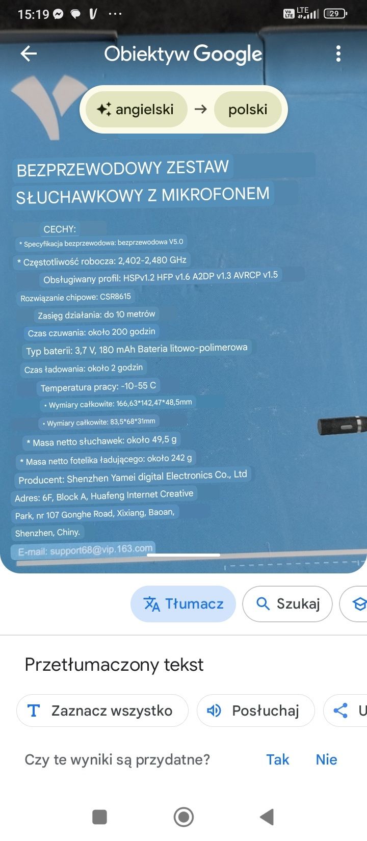 Słuchawki bezprzewodowe yamay