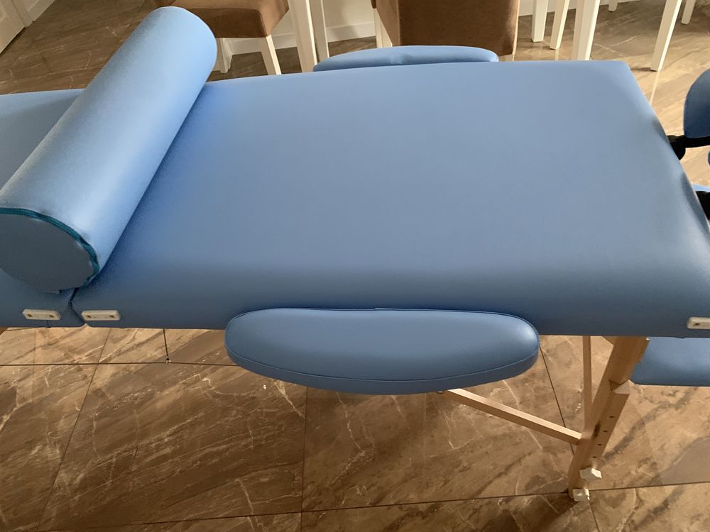 Массажный стол деревянный синий раскладной с чехлом