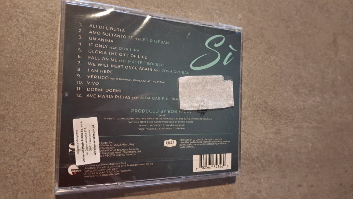 Album Si, Andrea Bocelli, CD, w opakowaniu