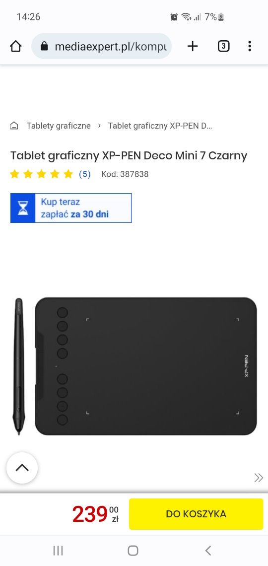 Tablet graficzny xp pen deco mini 7