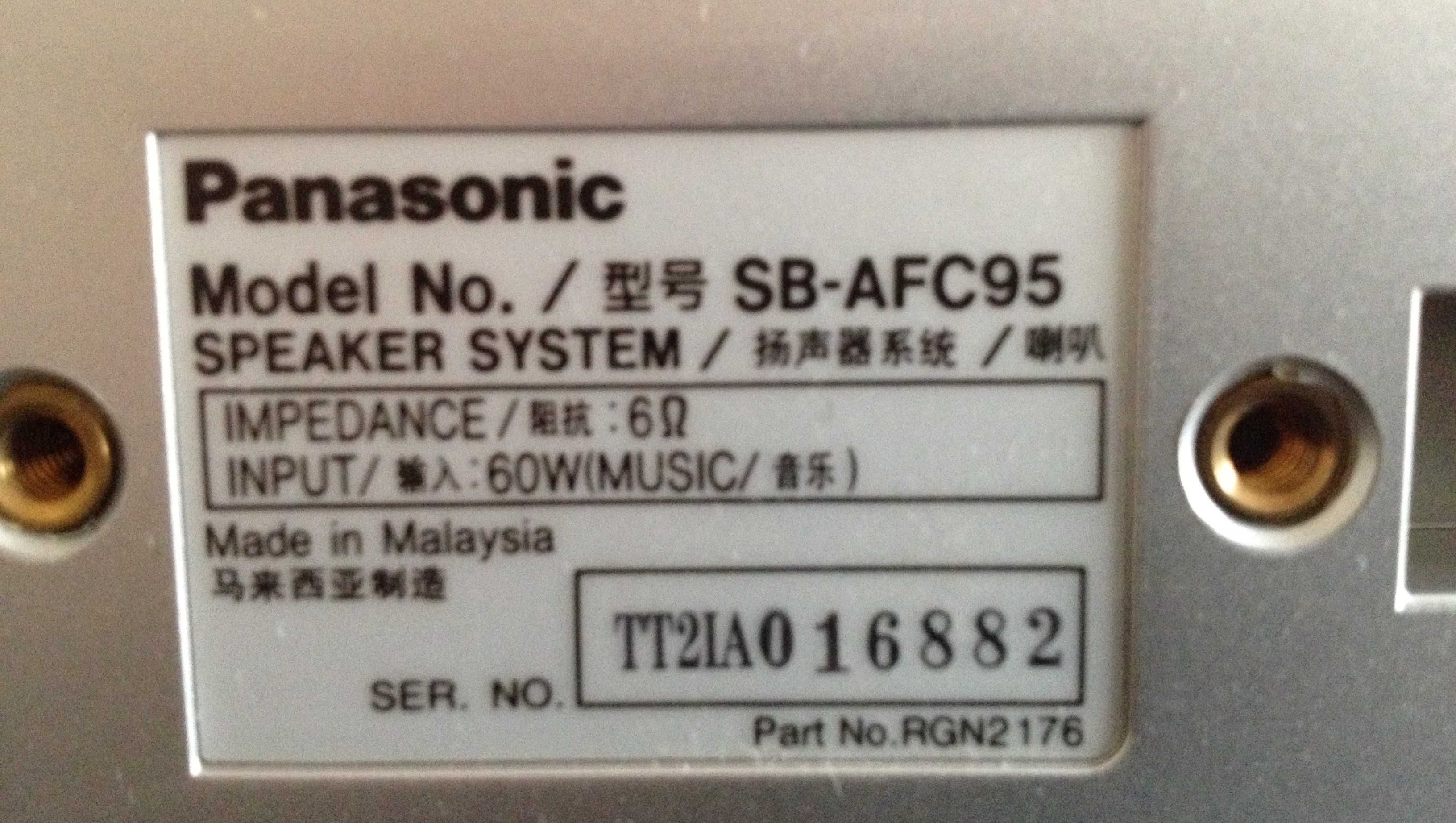 Sistema Som Colunas Home Theater Panasonic