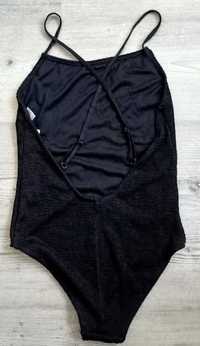Czarny, marszczony, modelujący, jednoczęściowy strój kąpielowy Primark