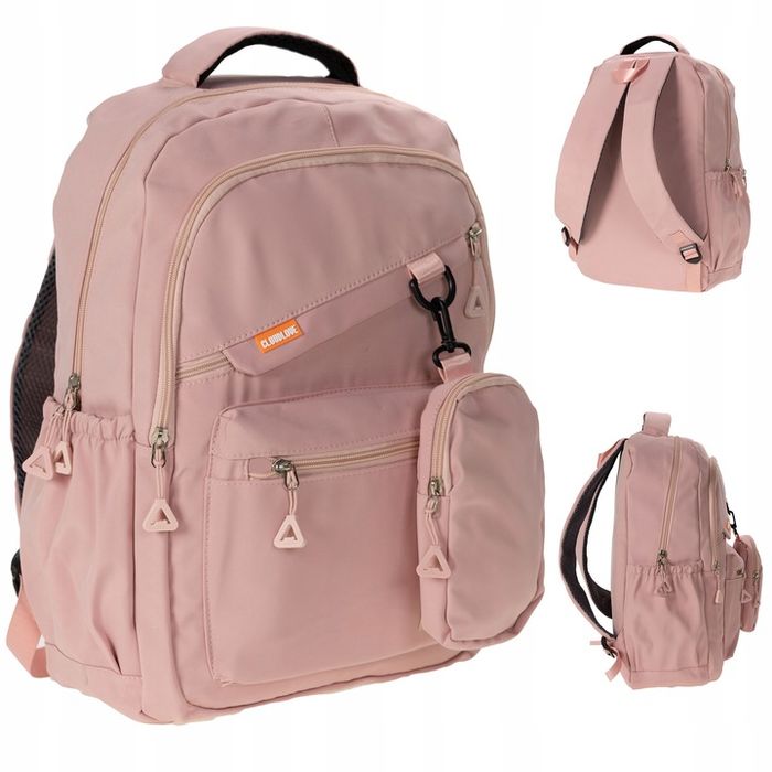 Plecak Damski Męski Szkoła 25l Lekki Podróżny Turystyczny Różowy Pojem