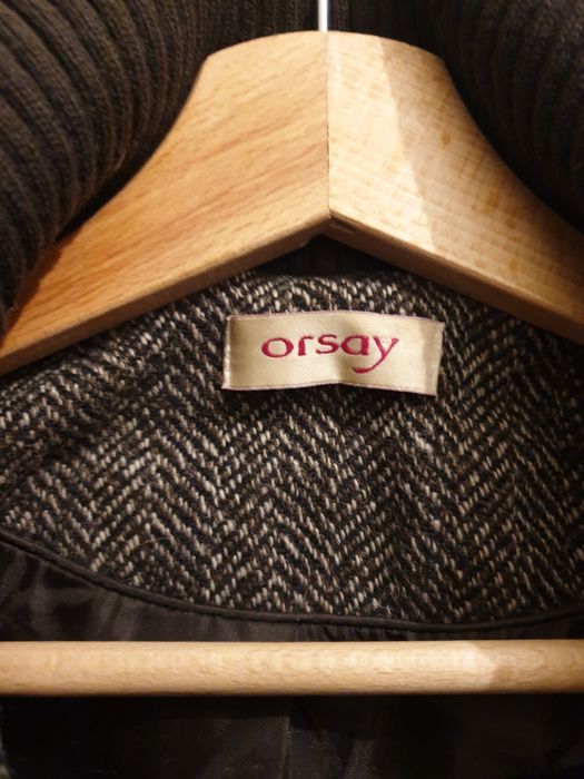 Krótka kurtka wełniana bomber Orsay XS/S golf zimowa wełna szara bombe