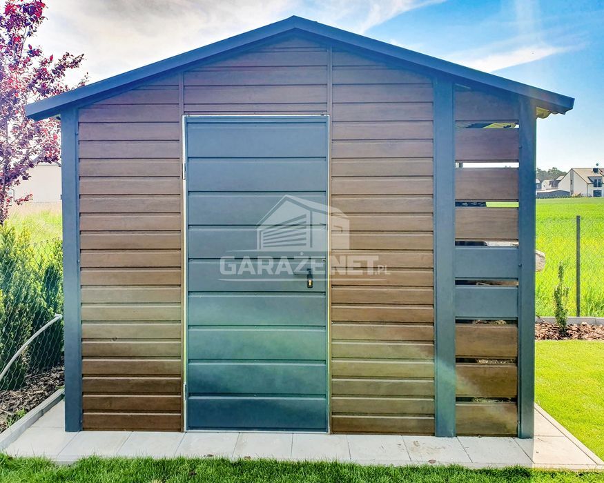 SCHOWEK OGRODOWY 2,5X3M Wiata 0,5M Drewnopodobny Dach Dwuspadowy Ts731