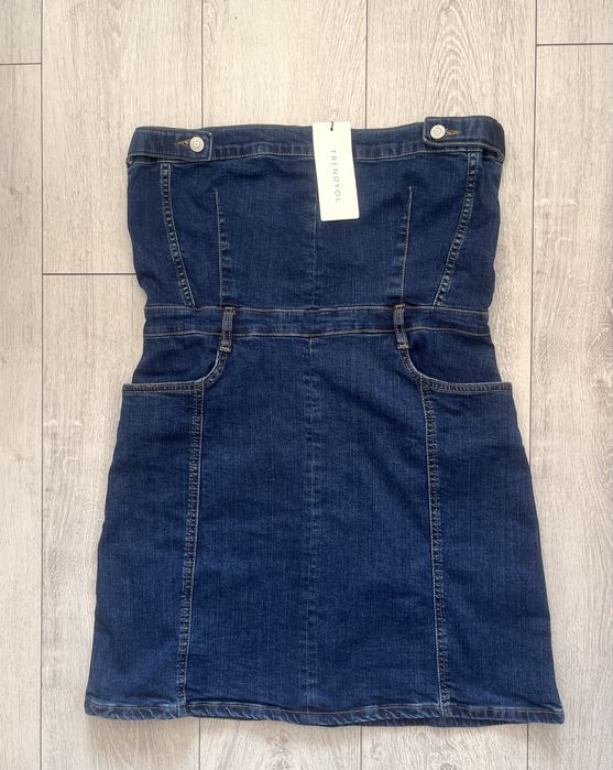 Nowa Dżinsowa bawełniana sukienka bez ramiączek XL
