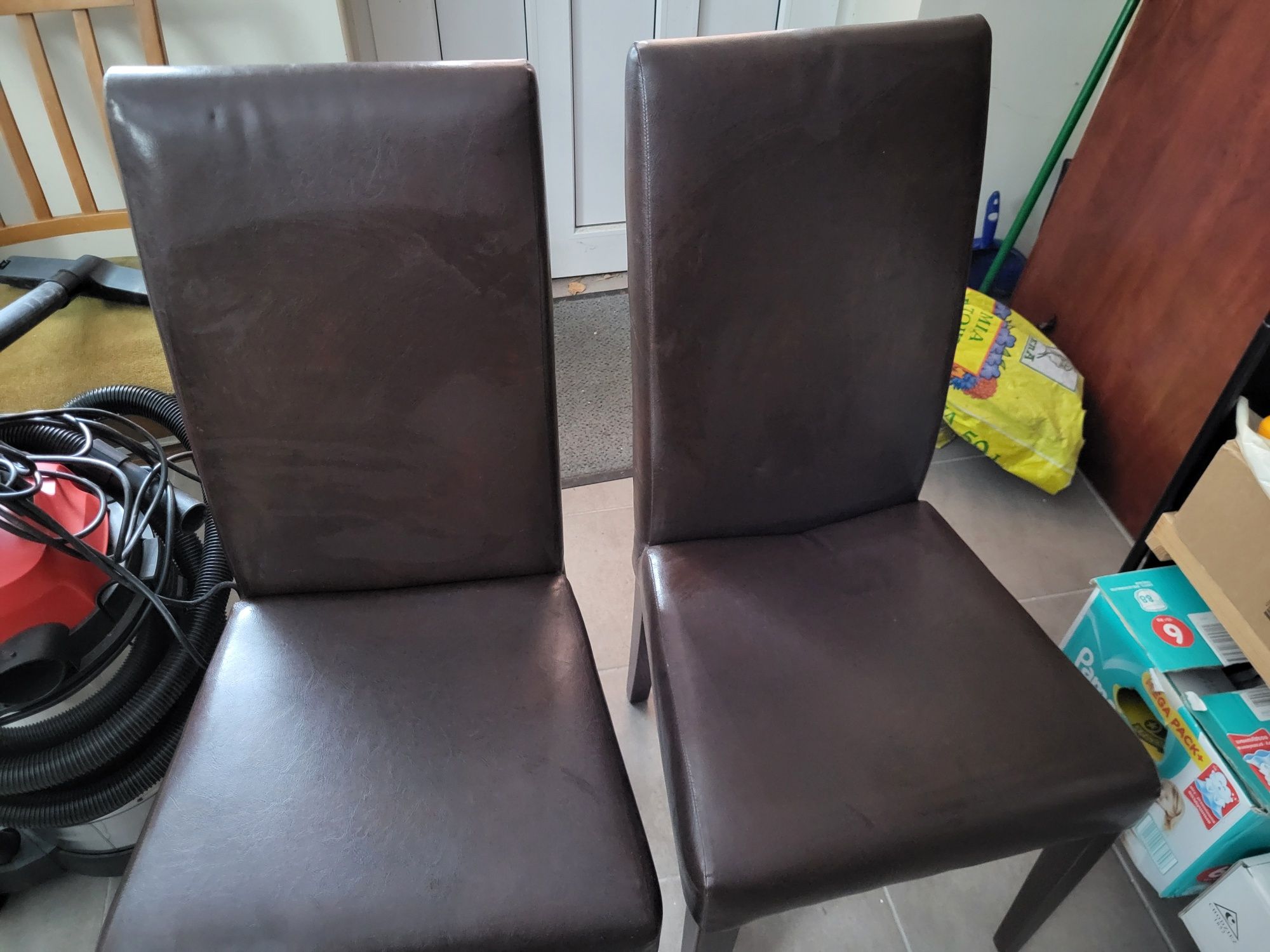 Krzesła Halex Caro 4 szt eleganckie, brązowe skóra
