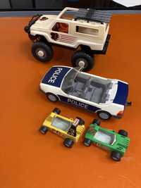 Playmobil pick-up, carro policia, 2 karts