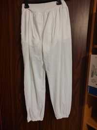 Białe spodnie lniane unisono r. L