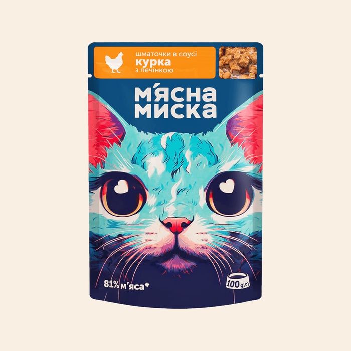 Вологий корм пауч М‘ясна Миска 100г для котів та собак