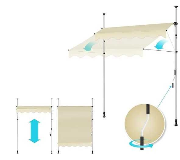 Toldo para Varanda, extensível com manivela - Novo